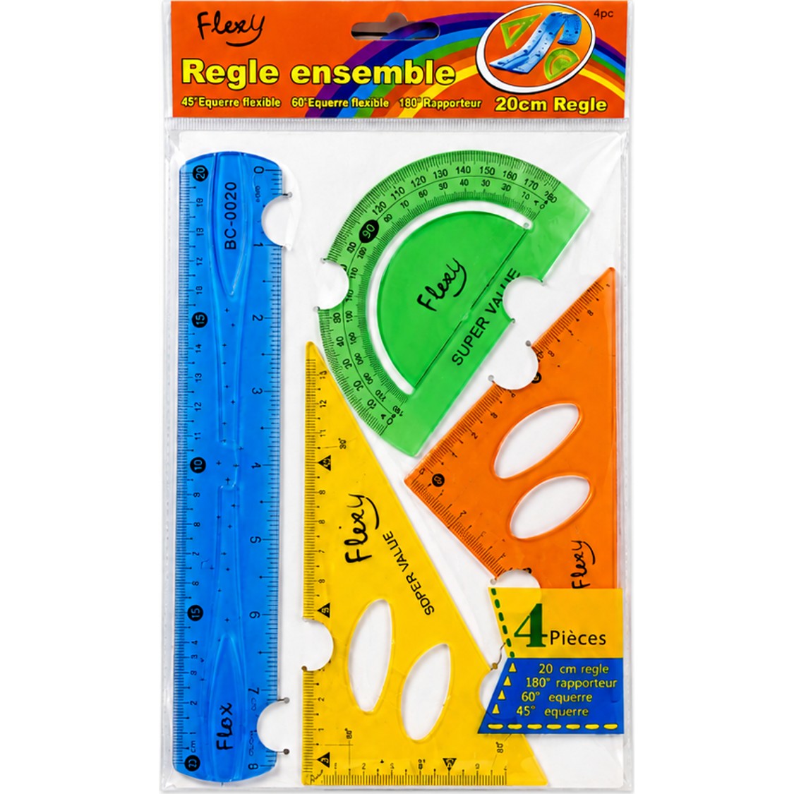 JUEGO GEOM FLEX REGLA 20 CM
