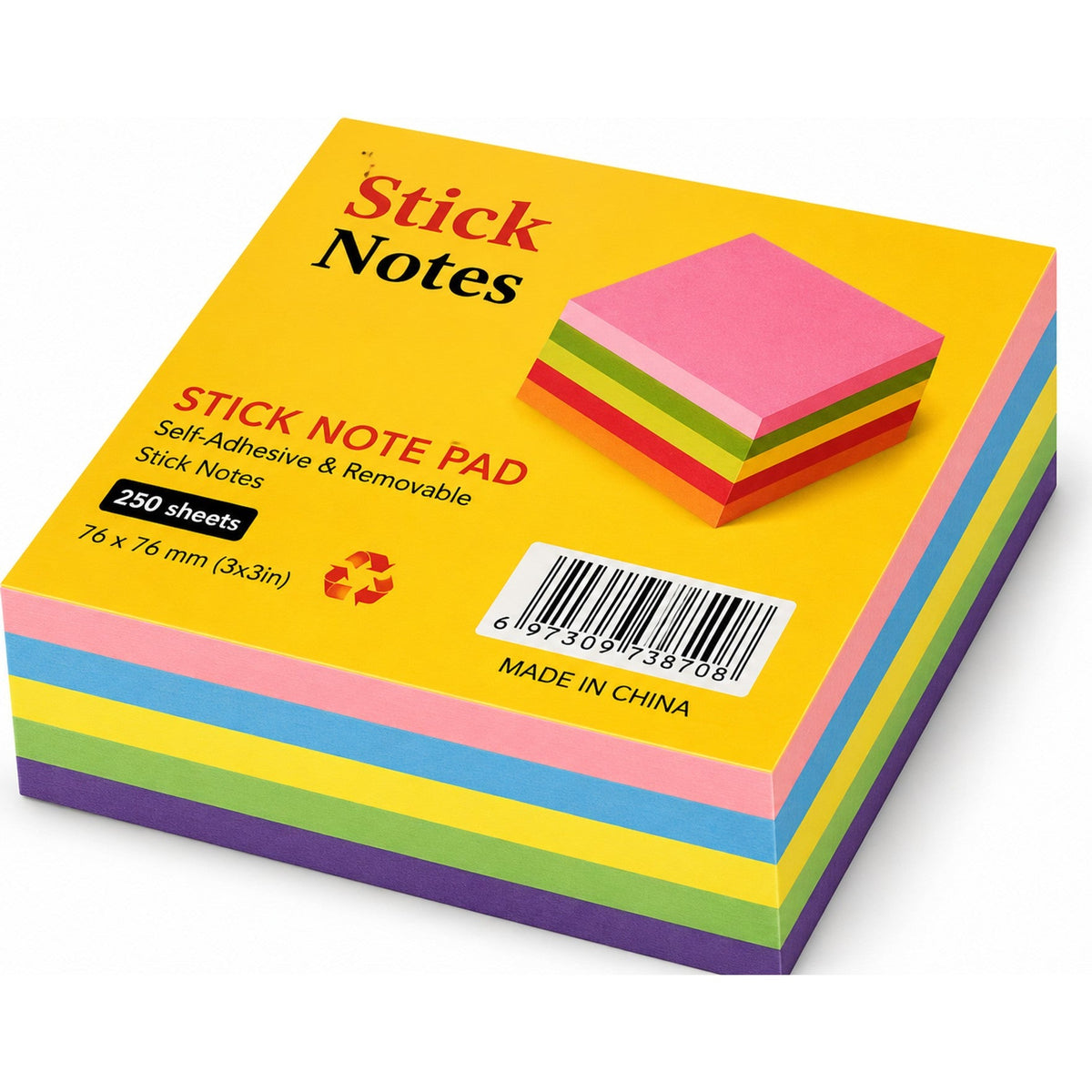 STICK NOTES 7.6*7.6 MM 250 PCS