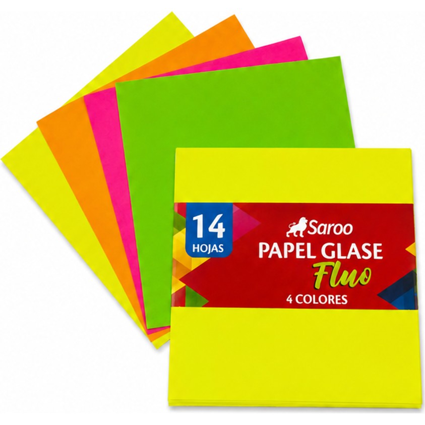 PAPEL GLASE FLUOR SAROO 14 HOJAS