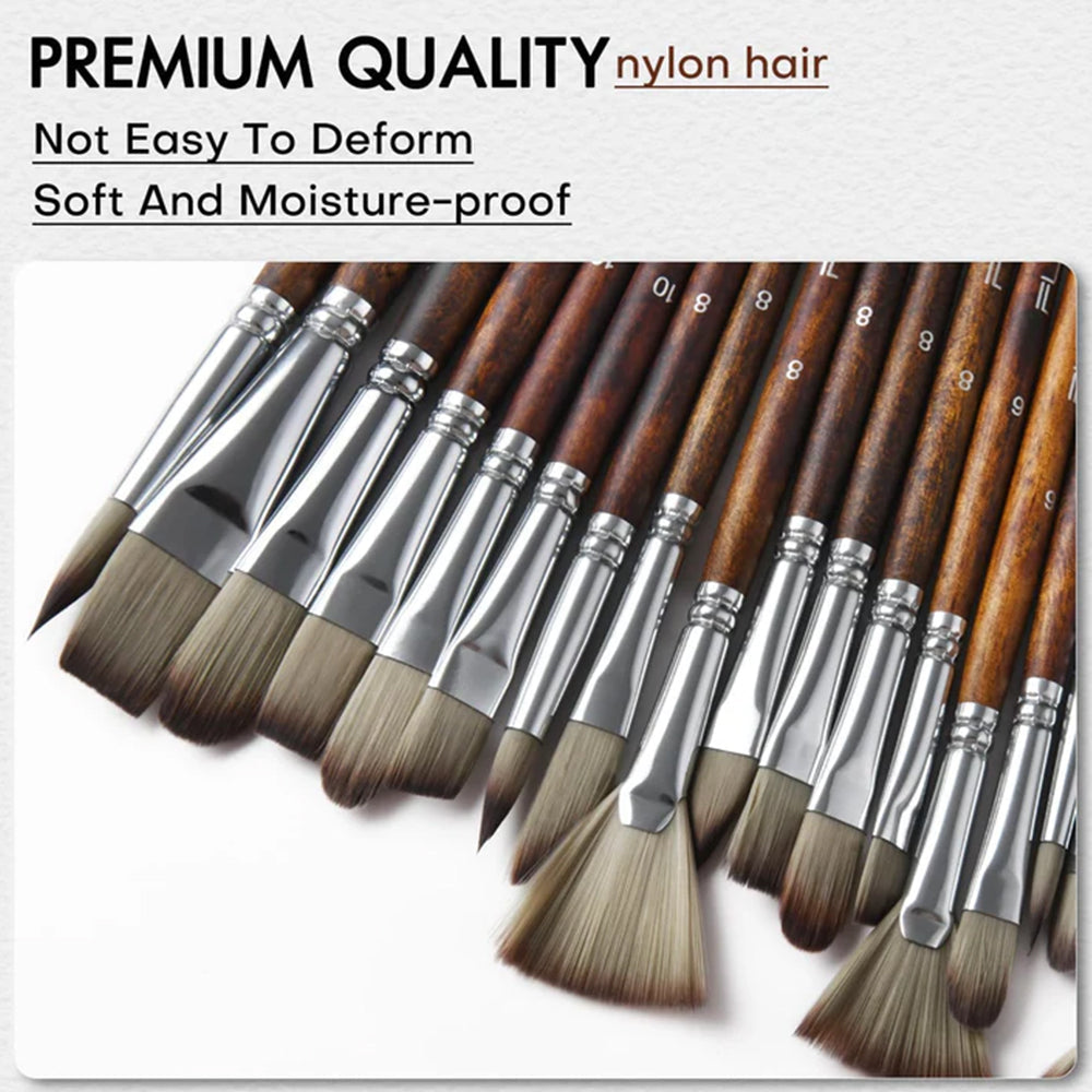 Set profesional de 25 pinceles Fuumuui de pelo de nylon para acrílico