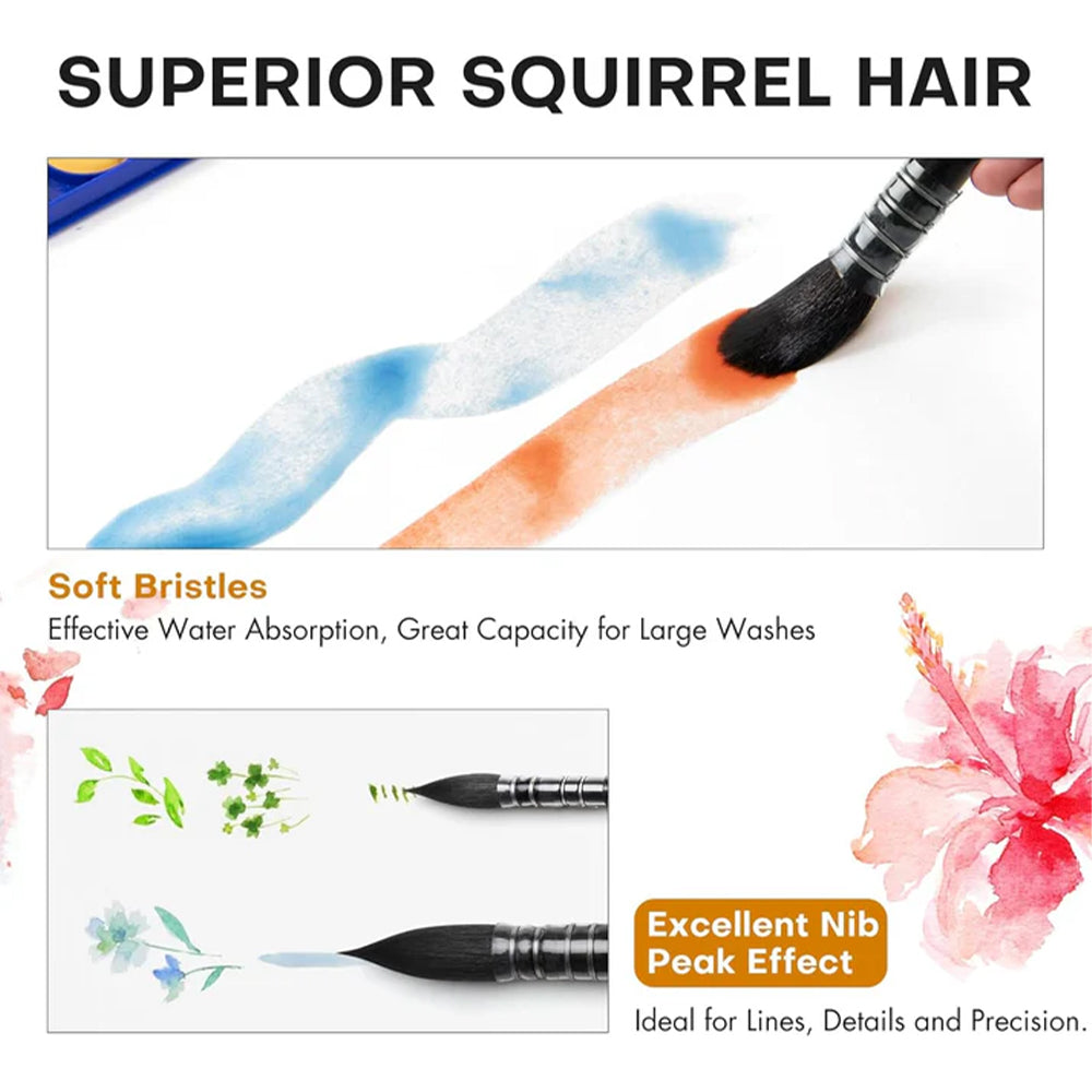 Pincel Mop Fuumuui de pelo de ardilla azul para acuarela