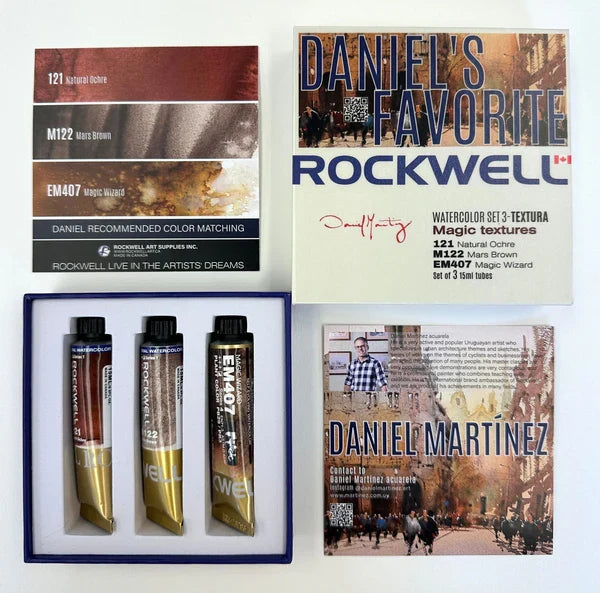 Set Daniel Martínez 3 · Textura (3 acuarelas Rockwell de 15 ml)